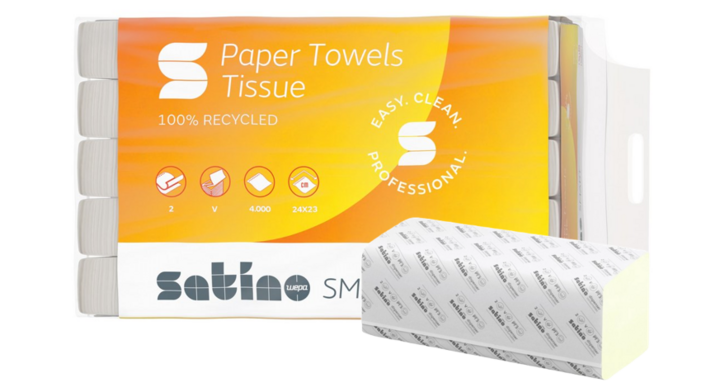 Satino Smart | Papieren Handdoekjes | 23x24cm | 2-Laags | PT3/PT4 | Groen | 276480 (4.000 stuks)