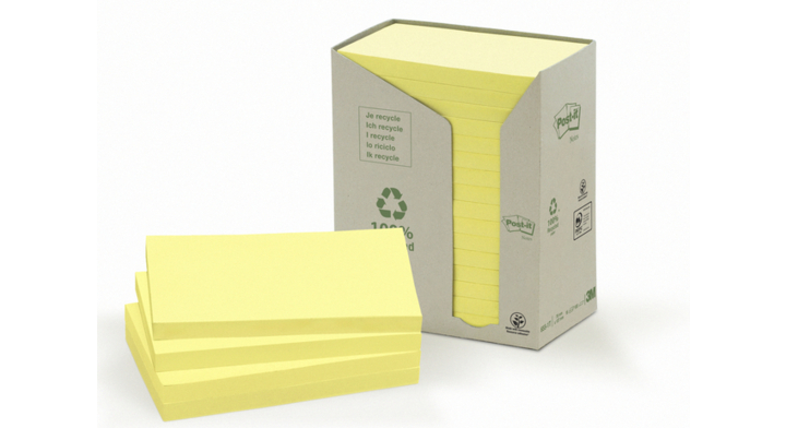Memoblok 3m post-it 655 kringloop geel