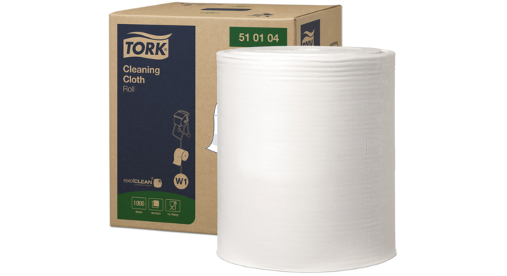 Tork Cleaning | Reinigingsdoek In Doos | 380 Meter | 1-Laags | W1 | Wit | 510104 (1 stuk) 