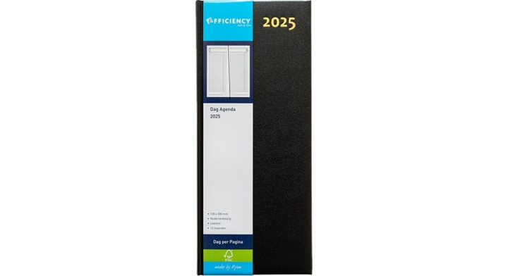 Efficiency Lang 1 Dag Ned.Zwart of blauw agenda, 330x135mm