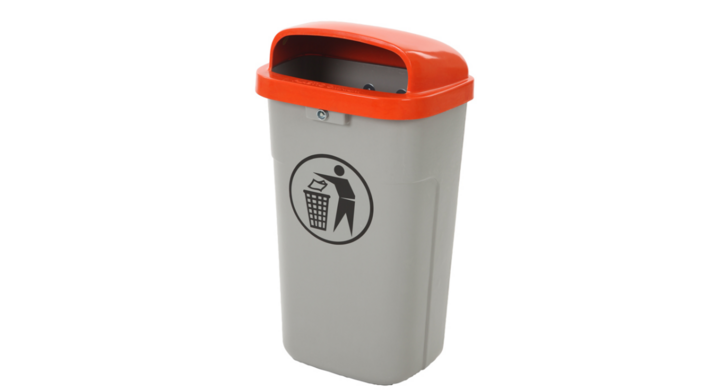 Vuurbestendige buitenafvalbak, 50 liter, grijs/or, VB 500200