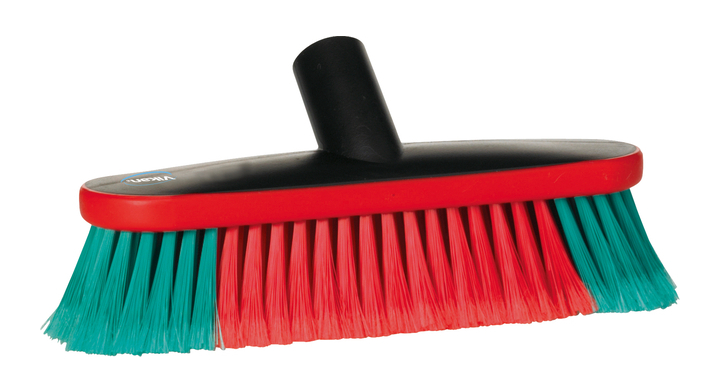 Vikan, wasborstel met waterdoorvoer, 27cm, zwart/rood/groen, 475552 (1 stuk)