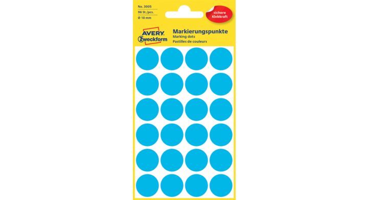 Etiket avery zweck 3005 18mm blauw 96st