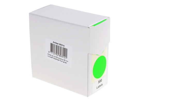 Etiket rillprint 35mm 500st op rol fluor groen(89314)
