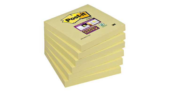 Memoblok 3m post-it 654 76x76 super sticky geel(654-6ssy)