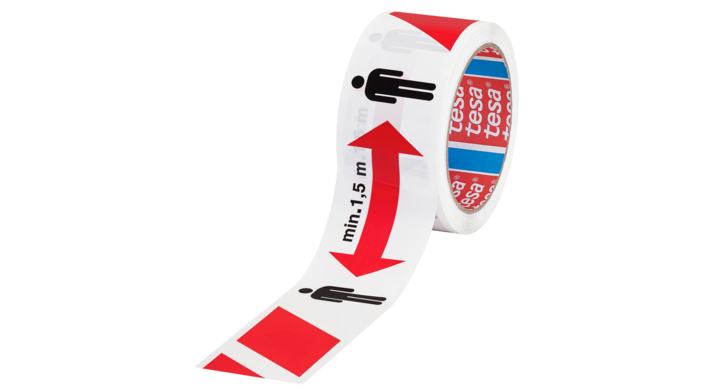 Tesa, vloermarkeringstape 'afstand 1,5 meter', 50mm x 50m, 58263-00000-00 (1 stuk)