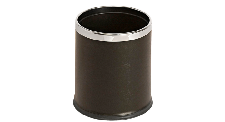 Lederlook papierbak, 10 liter, zwart/chroom, VB 789445
