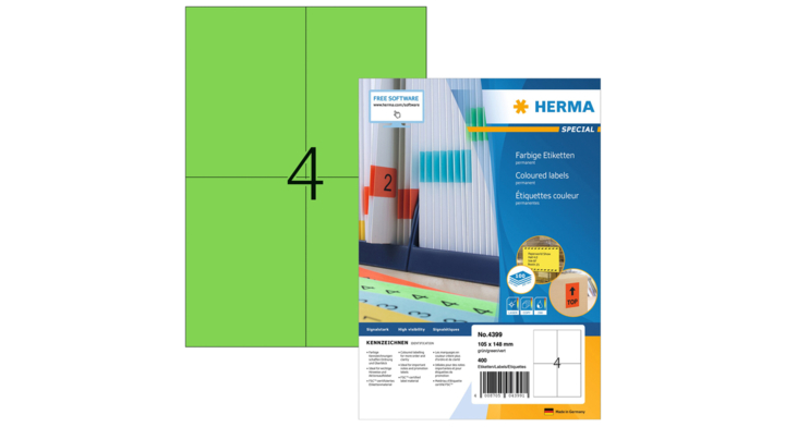 Etiket herma 4399 105x148mm a6 groen 400stuks(4399)