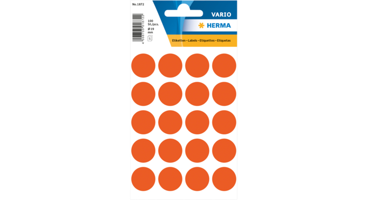 Etiket herma 1872 rond 19mm 100st rood