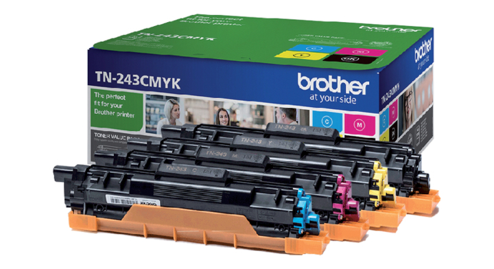Toner brother tn-243 1k zwart + 3 kleuren(tn243cmyk)