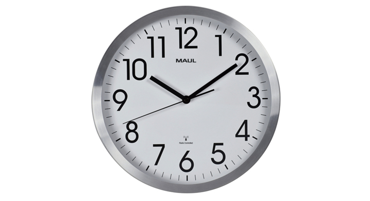 Wandklok maulmove ¥30.5cm wit/aluminium(9063008)