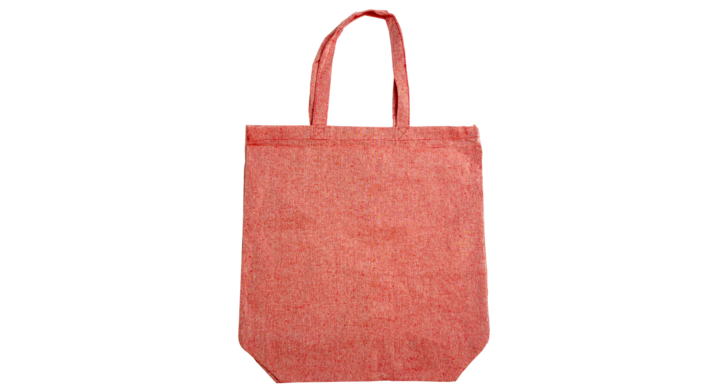 Draagtas, katoen, 42x44+2x7cm, recycled, rood (100 stuks)
