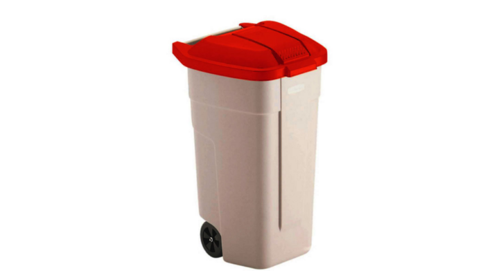 Afvalcontainer, 100 liter, beige/rood, VB 002900