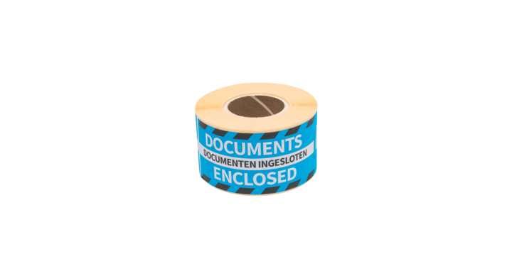 Etiket rillprint documents enclosed blauw(76104)