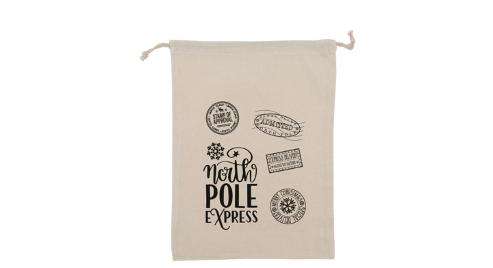 Kerst katoenen geschenkzak , North Pole Express, 10x16 (100)