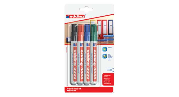 Viltstift edding 3000 perm rond 1.5-3mm ass