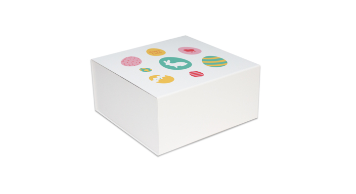 Luxe pasen magneetdozen, 14x14,5x5,7cm, wit, (25st)