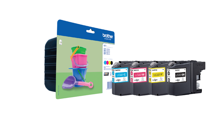 Inkcartridge brother lc-221 zwart + 3 kleuren(lc221valbp)