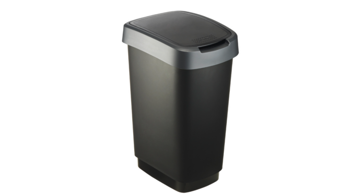 Twist, afvalbak, 25 liter, zwart/zilver, VB 135391