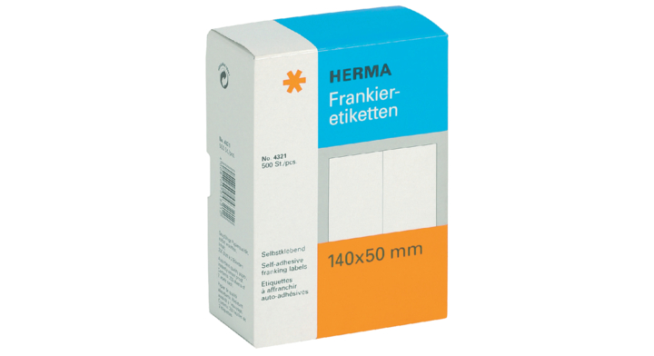 Etiket herma frankeer 4321 140x50mm 500st dubbel