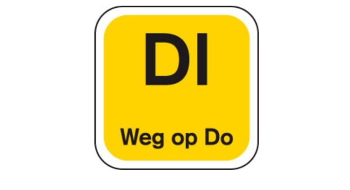Etiketten, 19x19mm, Geel, Di Weg op Do (1000 stuks)