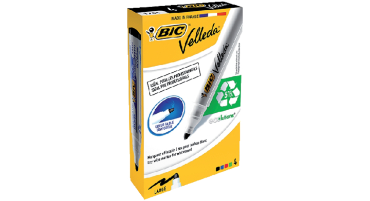 Viltstift bic 1704 whiteboard rond 1.3mm 4st ass