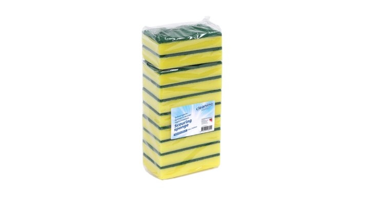 Cleaninq, schuurspons, 140x90x28mm, geel/groen, 105062 (10 stuks)