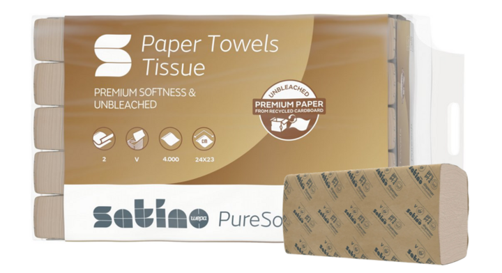 Satino PureSoft | Papieren Handdoekjes | 23x24cm | 2-Laags | PT3 | Soft Beige | 277540 (4.000 stuks)