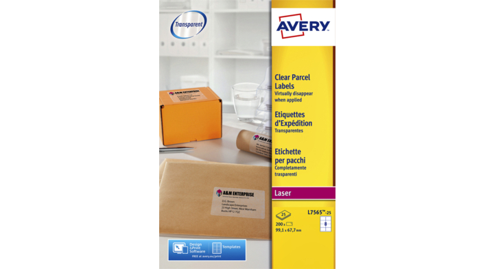 Etiket avery l7565-25 99.1x67.7mm transp 200st