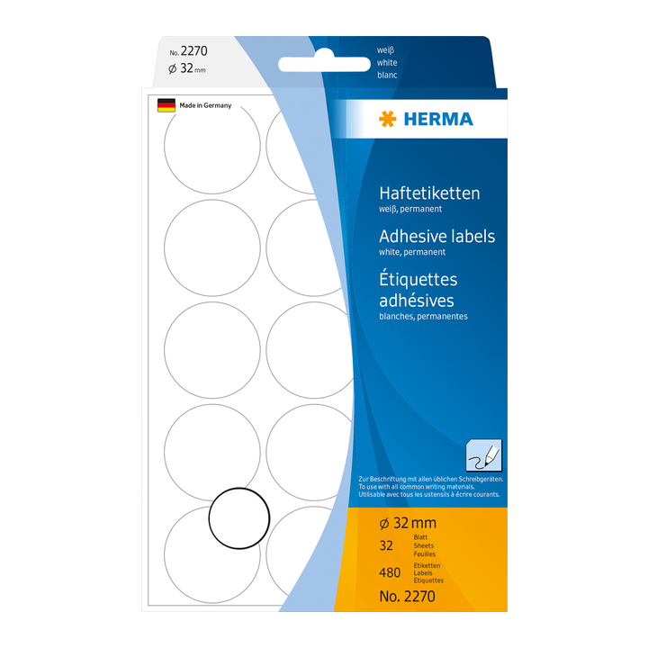 Etiket herma 2270 rond 32mm 480st wit - 0