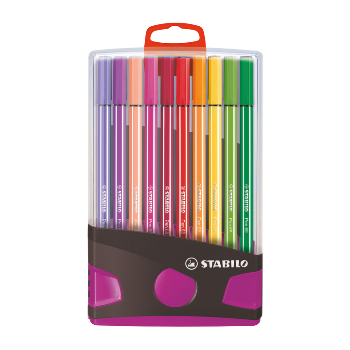 Viltstift stabilo 68 etui antractiet/roze 20st ass(6820-031- - 0