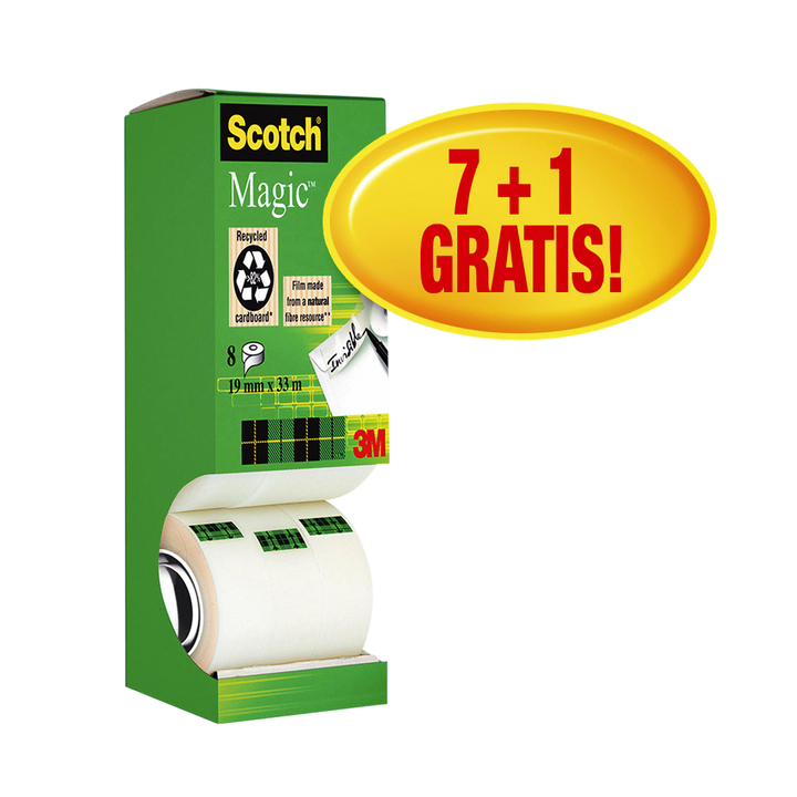 Plakband 3m scotch invi 810 19mmx33m magic 7+1 - 0