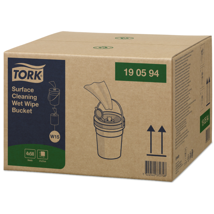 Tork Surface Cleaning, vochtige doek in emmer, 13.5x27cm, 1-laags, W14, 190592 (4x58 stuks)  | Q 892216  - 2