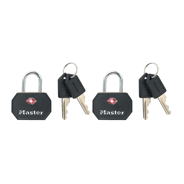 Hangslot masterlock 2 gelijksl alu tsa zwart 30mm(3520190925 - 0