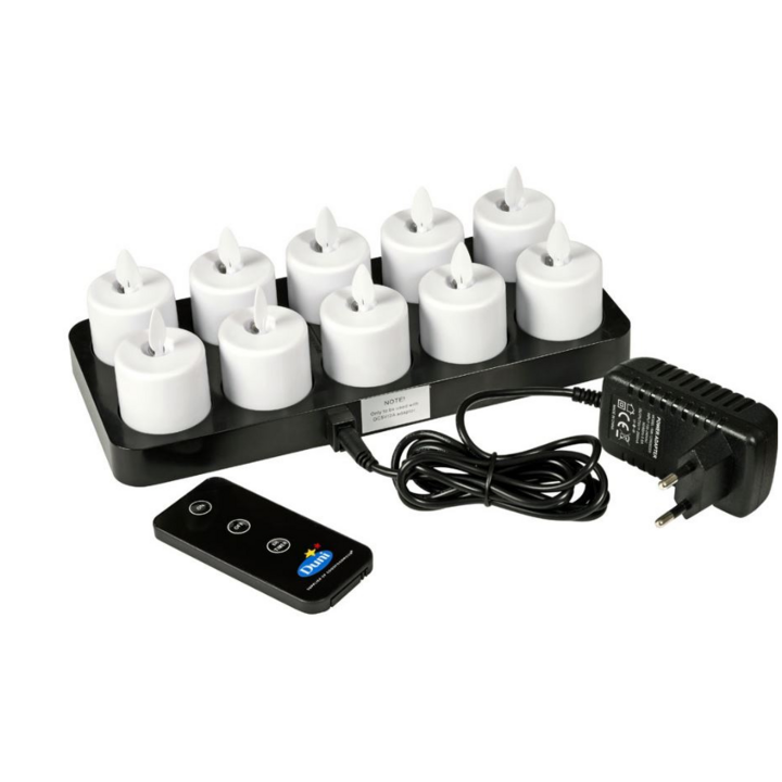 Duni Waxinelichtjes | Oplaadbare Lampjes | Set | Warm White | 192536 (10 stuks) - 0