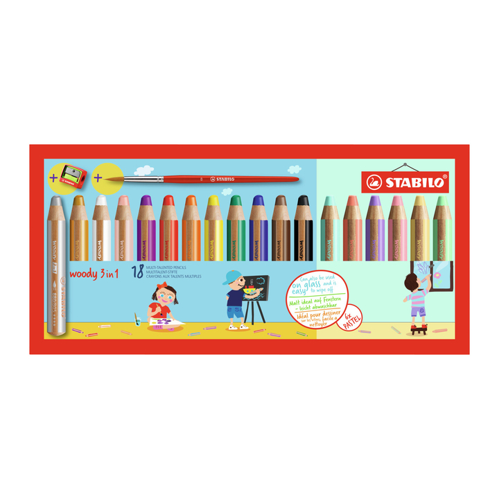 Kleurpotlood stabilo 880 woody 3 in 1 ass 18st(880/18-4) - 0