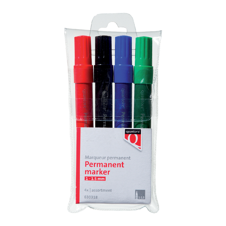 Viltstift quantore perm rond 1-1.5mm ass(4per-2400b_softpouc - 0