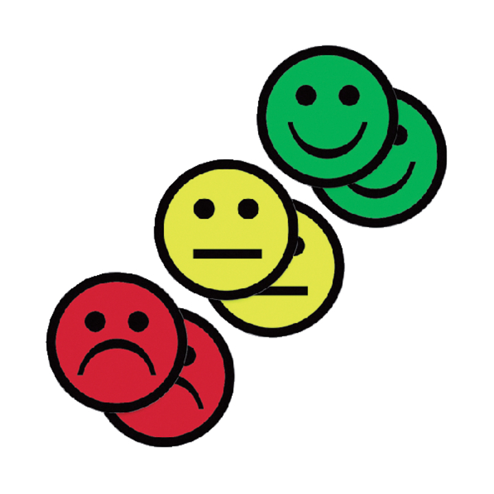 Magneet smiley 2.5cm 2x geel 2x groen 2x rood(14032.223) - 0