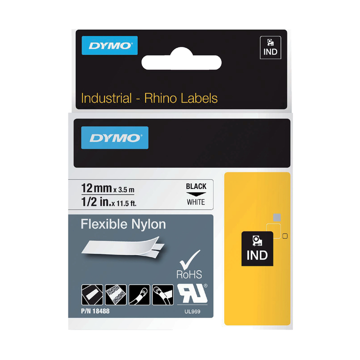 Lettertape dymo 18758 id1 12mmx3.5m flex nyl tape - 0