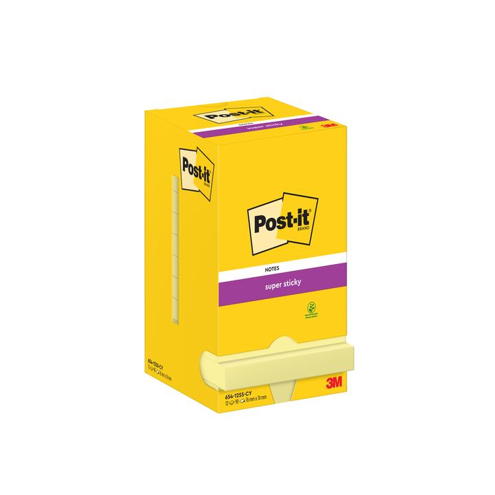 Memoblok 3m post-it 654 76x76mm ss geel doos/12st - 0