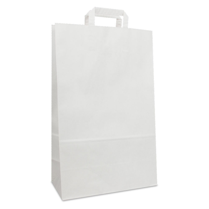 Draagtas, papier, 32+17x51cm, platte lus, duplex, wit (200) - 0
