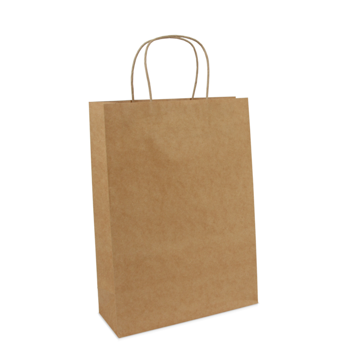 Draagtas, papier, gedraaid koord, 25+10x35cm, bruin (250 st) - 0