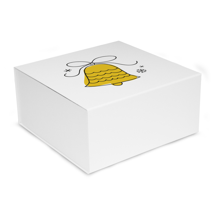 Luxe kerstmagneetdoos , Jingle Bell, 35x25x10cm, wit (25 st) - 0