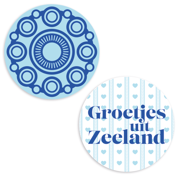 Geschenk etiket, 50mm rond, Zeeland, tweeluik (500 stuks) - 1