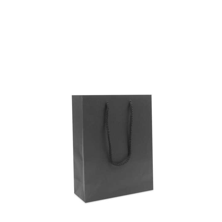 Luxe draagtas, papier, 20+8x26cm, zwart, koorden (100 stuks) - 0