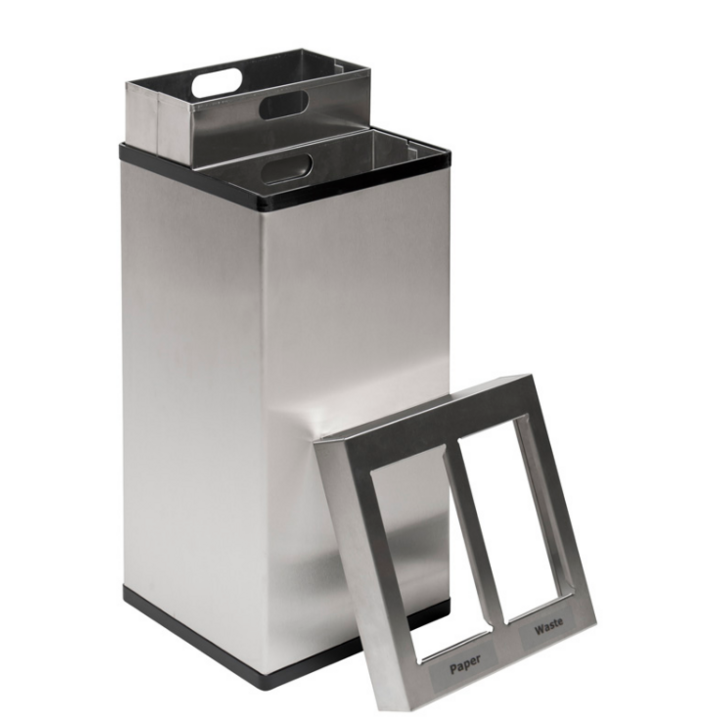 Carro-Mix, afvalbak, 2x25 liter, mat RVS, VB 650026 - 1