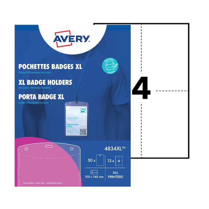 Badge avery 4834 a6 + insteekkaarten + lanyard(4834) - 1