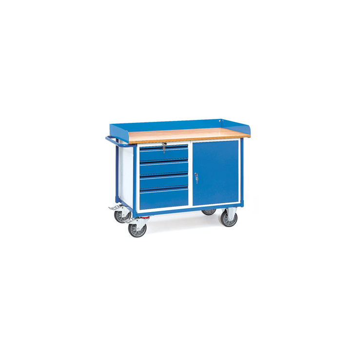 Werkplaatswagen met 1 ladekast en 1 kast, 1120x650mm - 0