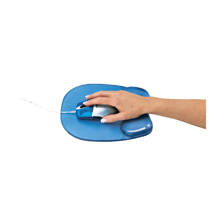Muismat+polssteun fellowes gel transp blauw - 0