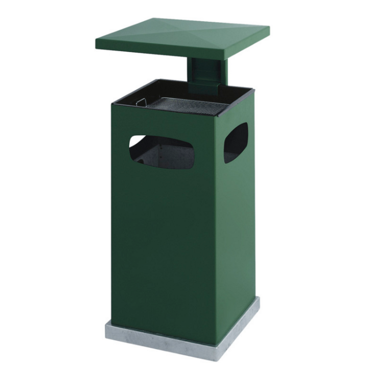 Afvalbak met ashouder en afdak, 70 liter, groen, VB 201211 - 0